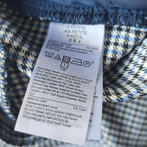 GAP NWT Signature Mini Houndstooth Blue Black Skinny Ankle Pants Women's 4 P - Picture 8 of 12